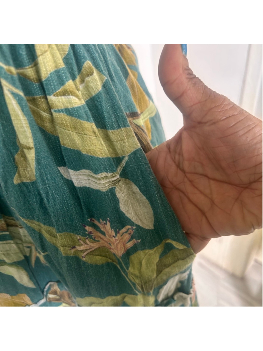 Women's O.P.T. Tuscany Teal Green Floral Smocked Maxi Dress M Summer Ligh - Picture 4 of 10